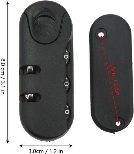 Vista 2 de Cerradura de equipaje de aleación de zinc, cerradura de contraseña de maleta de 3 dígitos, aspecto negro esmerilado para viajes