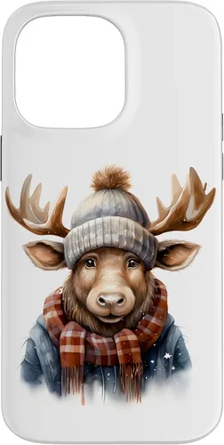 Vista 21 de Cute Moose with Winter Hat & Scarf Case for iPhone 17