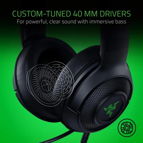 Vista 6 de Razer - Audífonos Kraken X Lite ultra ligeros para videojuegos Negro clásico normal