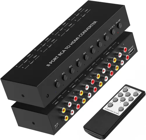 Vista 13 de Interruptor HDMI/AV 5 en 1, convertidor 4K-HD MI+1AV a HDMI, compatible con HDR y HDCP 2.2 y 3D completo con control remoto IR compatible