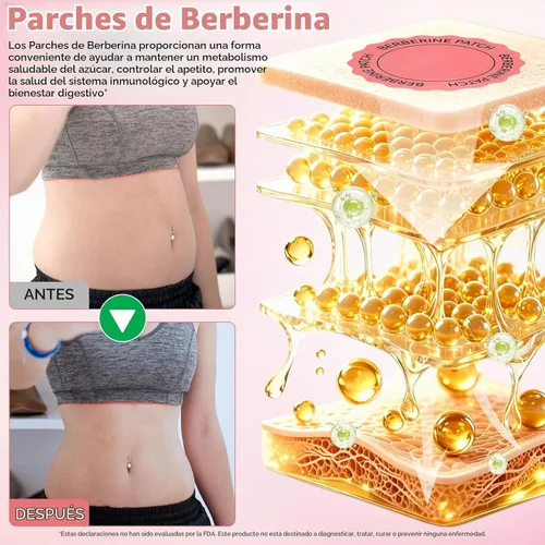 Vista 3 de Berberine Patches, Berberine Patch para hombres y mujeres Liberación sostenida de 8 horas - 30 parches