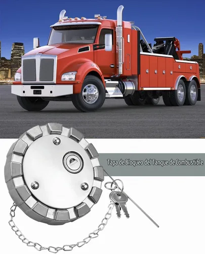 Vista 2 de Tapón de combustible diesel con bloqueo 572.1036 apto para semircamiones, 2 llaves Tapa de rosca gruesa de 3-1/2" con 5.5 TPI para Kenworth