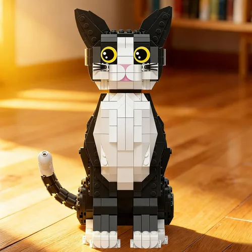 Vista 6 de Esmoquin Cat Animal Mini bloques de construcción no compatibles con gatos