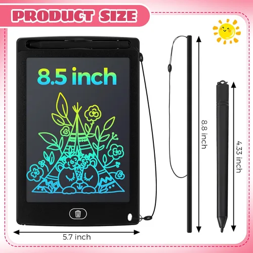 Vista 2 de Zhehao 32 tabletas de escritura LCD para niños a granel de 8.5 pulgadas, tablero de garabatos colorido borrable, juguete educativo, regalo de Negro