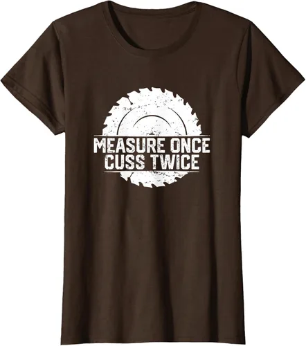 Vista 16 de Measure Once Cuss Twice, divertida camiseta de regalo para carpintería, Negro, S