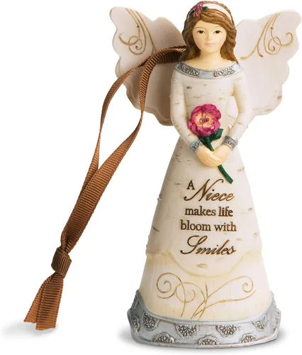 Vista 37 de Figura de ángel amigo de Elements de Pavilion, de 8 pulgadas, sosteniendo una mariposa, con inscripción "Los amigos son regalos para siempre