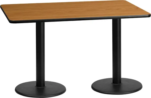 Vista 5 de Flash Furniture Mesa rectangular laminada negra de 30 x 60 pulgadas con bases de altura de mesa redonda de 18 pulgadas