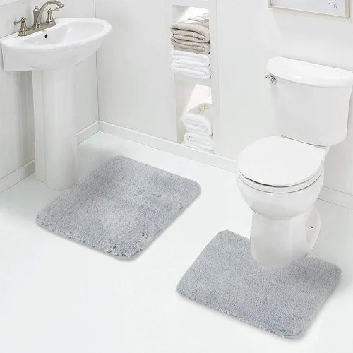 Vista 10 de Walensee - Juego de tapete antideslizante para baño, mullido, de suave microfibra, absorbente de agua, lavable a máquina, alfombra de felpa gruesa