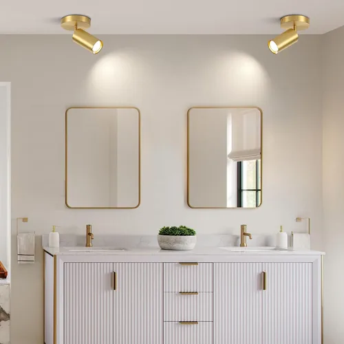 Vista 5 de BOKT Kit de iluminación LED moderna de riel de 1 luces, accesorios de foco de oro cepillado, montaje en techo de latón mate para interiores, lámpara