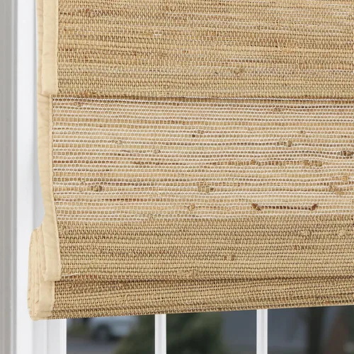 Vista 9 de Persianas romanas de bambú, persianas forradas de madera natural sin cuerda Persianas romanas de bambú con cenefa, persianas opacas inalámbricas