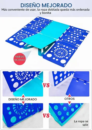 Vista 7 de BoxLegend Versión 3 Tabla Plegable para Camisas y Camisetas, Doblador de Ropa, Plástico Duradero, Dobladores de Lavandería, Tablas Plegables, Azul