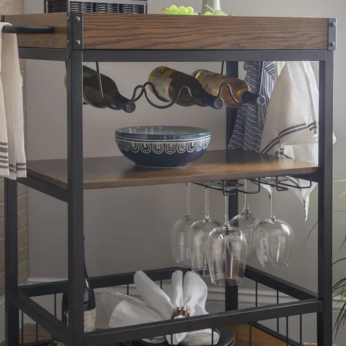 Vista 6 de Carrito de cocina portable Linon Austin., Madera, Negro