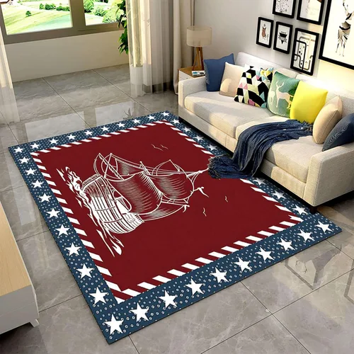 Vista 21 de Alfombra moderna y contemporánea con bandera estadounidense para interiores, 3 x 4 pies, alfombra antideslizante con temática de camuflaje verde