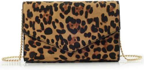 Vista 2 de HOXIS Bolso de hombro con cadena para mujer con estampado de leopardo