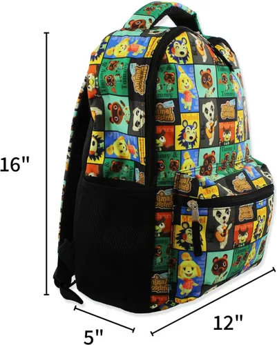 Vista 4 de Nintendo Animal Crossing Mochila escolar de 16 pulgadas para niños, Negro, talla única , Nintendo Animal Crossing Kids - Mochila escolar de 16