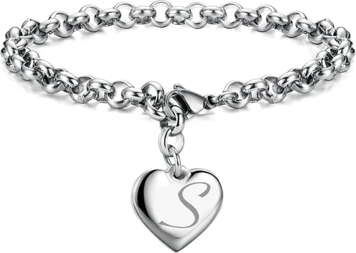 Vista 25 de Monily Regalos de cumpleaños para mujer, pulseras con dije inicial para mujer, letras del alfabeto y corazón, pulsera para mujer A: Corazón