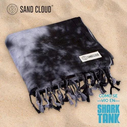 Vista 2 de Sand Cloud Toalla de playa turca, secado rápido y resistente a la arena Lavado Ácido Negro
