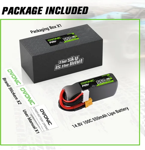 Vista 6 de OVONIC Batería Lipo de 14.8V 100C 550mAh 4S con enchufe XT30