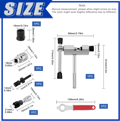 Vista 2 de Glarks Kit de herramientas de reparación de bicicleta de 6 piezas, incluye extractor de manivela de bicicleta, herramienta de extracción de soporte