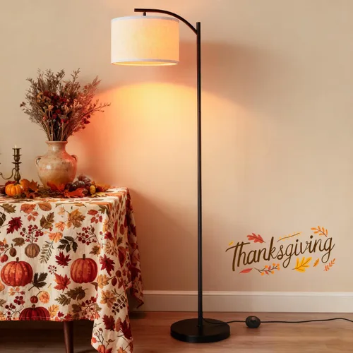 Vista 2 de Lámpara de pie para sala de estar, lámpara de pie, lámpara de pie con pantalla de lino para decoración del hogar, oficina, dormitorio