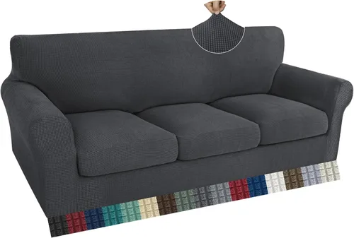 Vista 9 de ZNSAYOTX 2 fundas para sillas con brazos para sala de estar, súper suave, con funda de cojín de asiento, gruesa, duradera, mezcla de elastano, alta