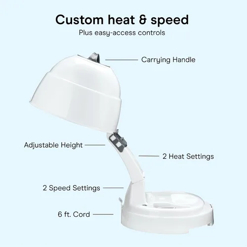 Vista 5 de Secador de pelo Conair Pro Styler de casco, de color blanco Secado manos libres para cabello fino, medio, grueso, rizado y texturizado, blanco