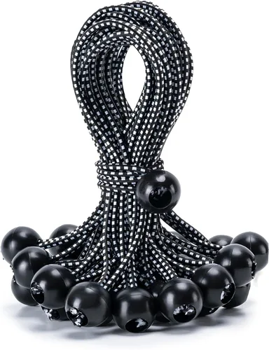 Vista 8 de Paquete de 30 cuerdas elásticas con bola, cuerdas elásticas resistentes de 4 pulgadas, lona de toldo con bolas elásticas para amarre de dosel