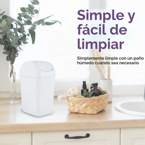 Vista 9 de Superio Mini tacho de basura de escritorio con tapa superior giratoria, contenedor de basura portátil de plástico para encimera, escritorio