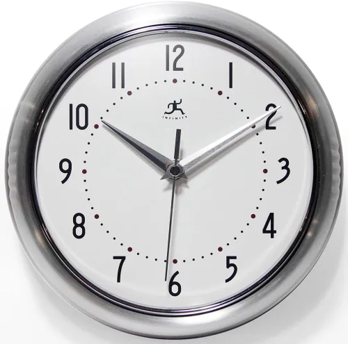 Vista 27 de Infinity Instruments Reloj de pared retro, reloj cuadrado de 9 pulgadas, silencioso sin tictac, moderno de mediados de siglo, reloj de cocina, reloj