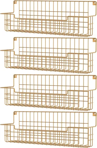 Vista 12 de Soporte de pared para especias, organizador de especias para gabinete y puerta de despensa, juego de 4 estantes colgantes para especias que ahorran