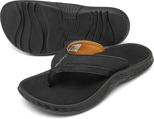 Vista 6 de ChayChax Men's Flip Flops Arch Support Beach Sandals Outdoor Sport Thong Sandal with Soft Footbed