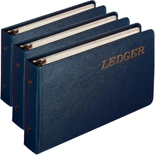 Vista 2 de Wilson Jones Ring Ledger Outfit, sistema de contabilidad con carpeta de anillas, hojas de libro mayor e índices A-Z (W0203-58BLA)