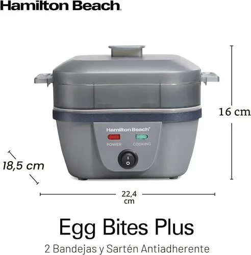 Vista 8 de Hamilton Beach Olla eléctrica 6 en 1 para huevos duros, máquina para picaduras de huevos estilo Sous Vide y cazador escalfador, sartén antiadherente