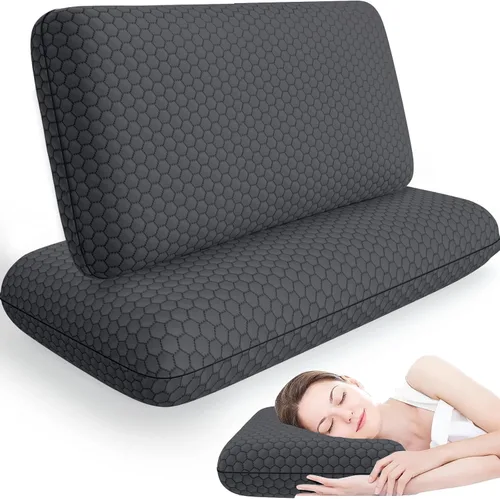 Vista 12 de CushyOasis Almohadas de cama para dormir, 2 piezas, espuma viscoelástica, tamaño King, color azul