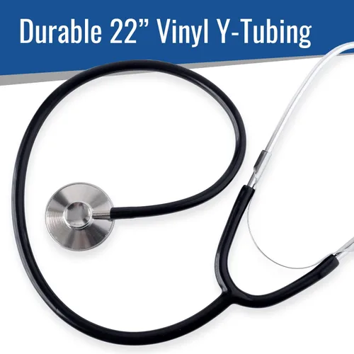 Vista 4 de MABIS Spectrum Series - Estetoscopio de cardiología de cabeza única, estetoscopio de enfermería y uso clínico, ligero, 30 pulgadas, negro