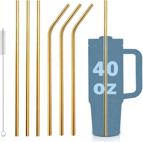 Vista 10 de para Stanley Quencher Vaso de 40 onzas 6x Pajillas de Acero Inoxidable Metálico, Pajillas de Reemplazo Extra Largas/Altas de 12 Pulgadas para Taza