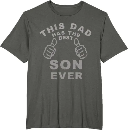 Vista 5 de Camiseta con texto en inglés "This Dad Has the Best Son Ever", regalo del día del padre, Negro