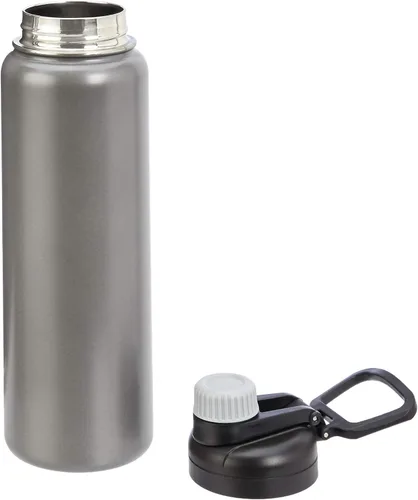 Vista 2 de Amazon Basics Botella de agua grande con aislamiento de acero inoxidable, tapa de boquilla, 30.1 onzas, gris