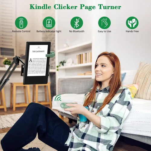 Vista 2 de Girador de páginas con control remoto RF para Kindle Paperwhite Oasis Kobo, clicker Page Turner Kindle Accesorios para iPhone, iPad, tabletas