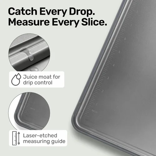 Vista 4 de Chopzilla Tabla de cortar de titanio XL, apta para alimentos, PP de doble cara y tablas de cortar de titanio para cocina con regla grabada