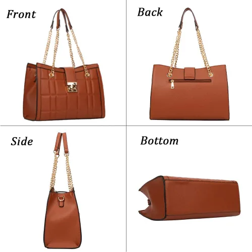 Vista 6 de Juego de bolsos de moda para mujer, de cuero, acolchado, para el trabajo, regalo
