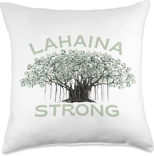 Vista 5 de Lahaina Banyan Tree Maui Hawaii Strong Almohada de tiro 16x16, multicolor
