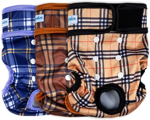 Vista 18 de Leekalos - Pañales reutilizables y lavables para perras (paquete de 3 unidades) - Pañales para perros altamente absorbentes - Tamaño ajustable