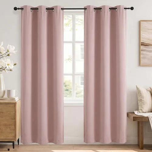 Vista 87 de Simplebrand Cortinas blancas puras de 96 pulgadas de largo para oscurecer la habitación, juego de 2 paneles para dormitorio/sala de estar, bloqueo