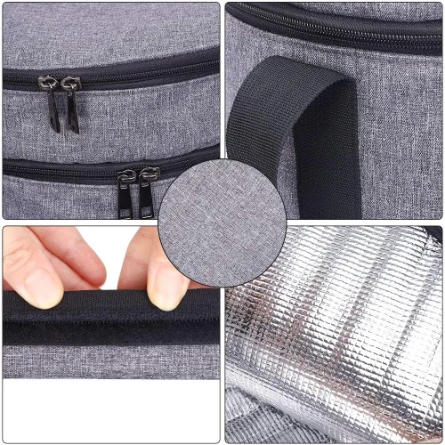 Vista 3 de Cazuela de dos pisos para alimentos calientes o fríos, bolsa calentadora de alimentos aislada para picnic
