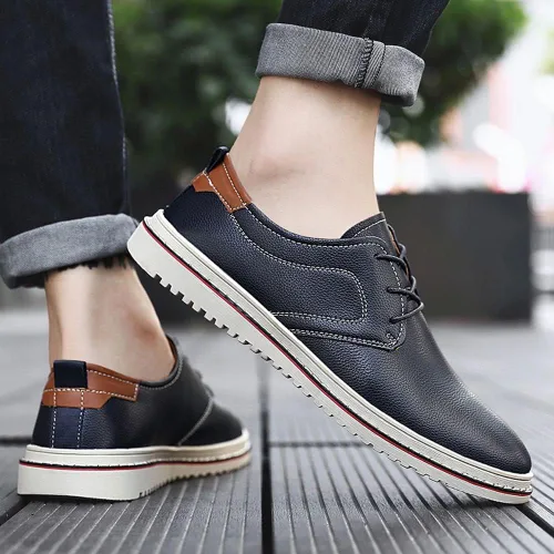 Vista 5 de Zapatos Oxford de vestir casuales para hombre, zapatos de negocios de moda, pies anchos, zapatos con cordones para negocios, oficina, boda
