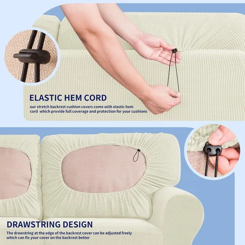 Vista 6 de SUBRTEX Paquete de 3 fundas para sillón de 7 piezas, funda elástica para sofá con fundas de respaldo separadas y fundas de cojín para sala de estar