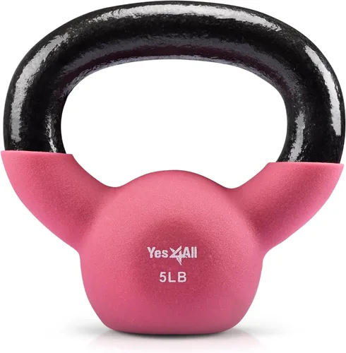 Vista 2 de Yes4All - Combo de 3 pesas rusas para entrenamiento de fuerza con revestimiento de neopreno, pesas de colores de 5 libras + 10 libras + 15 libras
