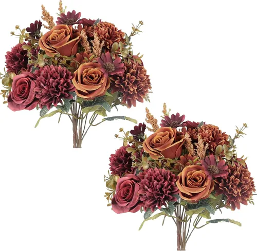 Vista 8 de 12 paquetes de flores de otoño artificiales, resistentes a los rayos UV 12