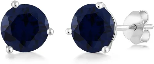 Vista 64 de Gem Stone King Aretes de oro de 14 quilates, 0.236 in, piedra natal redonda, Martini, 3 puntas, aretes de oro para mujer